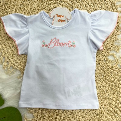 Conjunto Blusa Bloom e Shorts Saia Rosa com Florzinhas